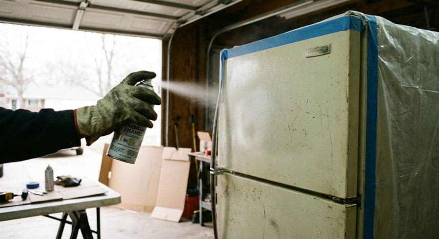 фарбування холодильника з балончику